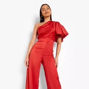 Puff One Shoulder Wide Leg Jumpsuit